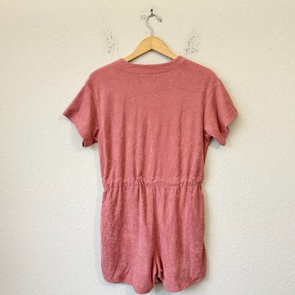 MADEWELL MWL Towel Terry Romper Dusty Rose Drawstring Waist Summer NWT - Picture 2 of 15